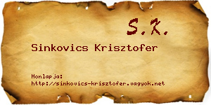 Sinkovics Krisztofer névjegykártya